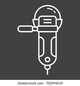 Angle grinder line icon, build and repair, cutter sign vector graphics, a linear pattern on a black background, eps 10.