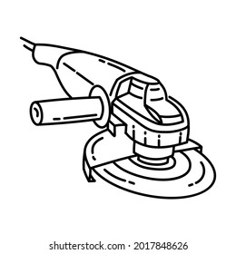 El grinder de ángulo es parte del conjunto de iconos del vector de mano del dispositivo mecánico.