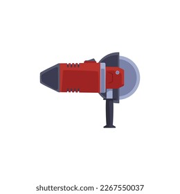 Angle grinder power tool, flat vector illustration isolated on white background. Professional tool for building, repair and construction work. Hardware equipment drawing.
