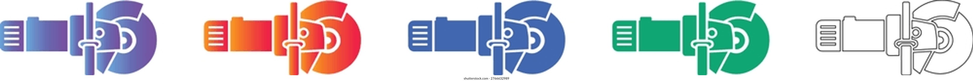 Angle Grinder Side View Vector Icon Set vol 1835