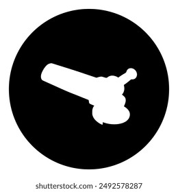 Un símbolo de amoladora de ángulo en el centro. Símbolo blanco aislado en círculo negro. Ilustración vectorial sobre fondo blanco