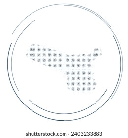 The angle grinder symbol filled with dark blue dots. Pointillism style. Vector illustration on white background