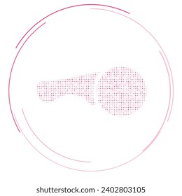 The angle grinder symbol filled with pink dots. Pointillism style. Vector illustration on white background