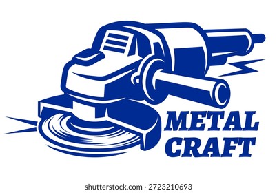Logotipo de la herramienta de amoladora angular para el negocio de artesanía de metal, Diseño gráfico de equipos de molienda de Industrial.