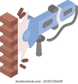 Ângulo Moedor conceito isométrico, Lado ou polimento Máquina vetor cor ícone design, serviços de manutenção de reparação símbolo, Sinal de remodelação de casa, Construção e ilustração de construção