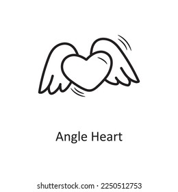 Angle Heart vector outline hand draw Icon design illustration. Valentine Symbol on White background EPS 10 File