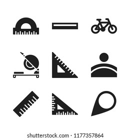 angle icon. 9 angle vector icons set. set square, protractor and ruler icons for web and design about angle theme