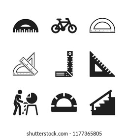 angle icon. 9 angle vector icons set. set square, measuring tools and stairs icons for web and design about angle theme