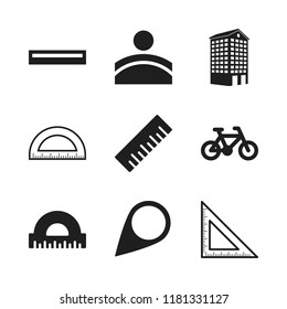 angle icon. 9 angle vector icons set. youth bicycle, turned pin and convex icons for web and design about angle theme