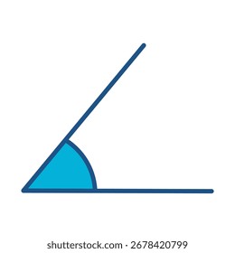 Winkelsymbol in blauem monochromen Flachdesign, Vektorgrafik