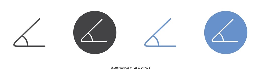 Angle icon Flat set in black and white color