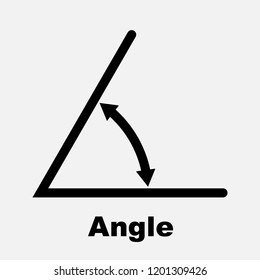 Angle icon, isolated icon with angle symbol and text, vector illustration.