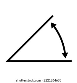 Angle icon math, vector angle 45 symbol, design arrow school