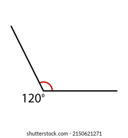 Angle icon. Mathematic corner 120 degree. Vector isolated on white.