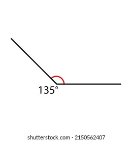 Angle icon. Mathematic corner 135 degree. Vector isolated on white.