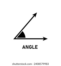 Angle icon in mathematics isolated on white background. Scientific resources for teachers and students.