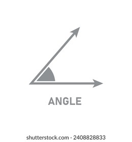 Icono de ángulo en matemáticas aislado en fondo blanco. Recursos científicos para profesores y estudiantes.