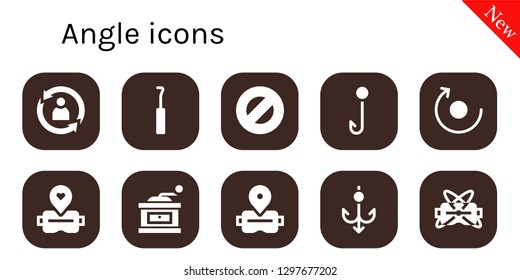  angle icon set. 10 filled angle icons. Simple modern icons about  - Rotate, Hook, Protractor, Virtual reality, Grinder