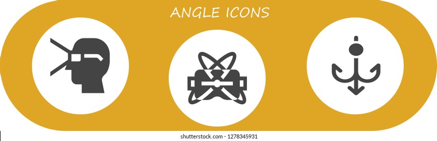  angle icon set. 3 filled angle icons. Simple modern icons about  - Virtual reality, Hook