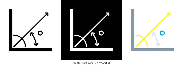 Conjunto de iconos de ángulo Ilustración vectorial de glifo