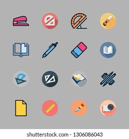 angle icon set. vector set about open book, office material, cutter and set square icons set.