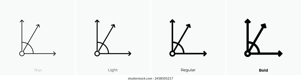 angle icon. Thin, Light Regular And Bold style design isolated on white background