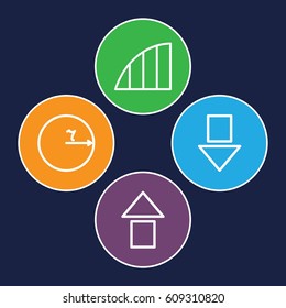 Angle icons set. set of 4 angle outline icons such as angle, circle, arrow up