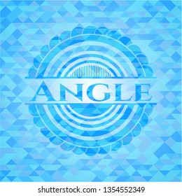 Angle light blue emblem with triangle mosaic background