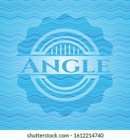 Angle light blue water style badge. Vector Illustration. Detailed.