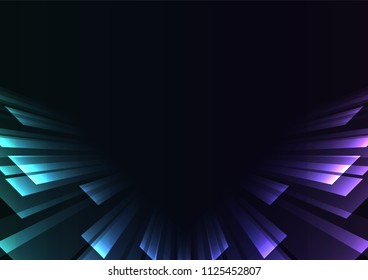 angle overlap stripe rush in dark background, bar layer backdrop, simple technology template, vector illustration