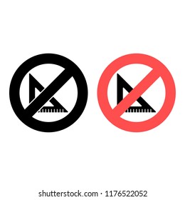angle ruler ban, prohibition icon. Simple glyph vector of education for UI and UX, website or mobile application on white background
