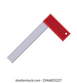 Angle ruler for building bird house vector illustration. Drawing of tool for measuring angles and equipment for birdhouse on white background. Woodwork concept