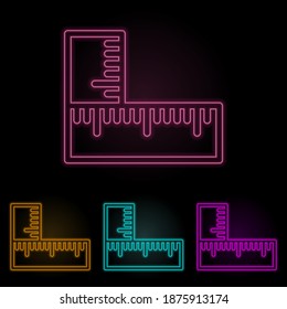 conjunto de neones de color de regla angular. Línea delgada simple, vector de contorno de iconos web para ui y ux, sitio web o aplicación móvil