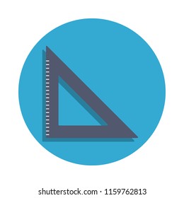 angle ruler colored in blue badge icon. Element of school icon for mobile concept and web apps. Detailed angle ruler icon can be used for web and mobile