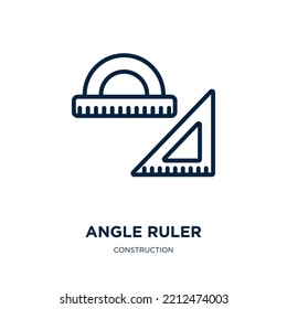 angle ruler icon from construction collection. Thin linear angle ruler, 1, 2 outline icon isolated on white background. Line vector angle ruler sign, symbol for web and mobile