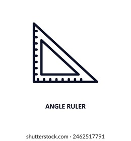 Lineal-Symbol. Symbol für Lineal mit dünnem Linienwinkel aus der Kollektion Konstruktion. Umriss-Vektorgrafik isoliert auf weißem Hintergrund. Editierbares Winkel-Lineal-Symbol kann Web und mobil verwendet werden