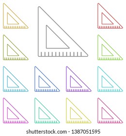 angle ruler multi color icon. Simple thin line, outline vector of Education icons for UI and UX, website or mobile application