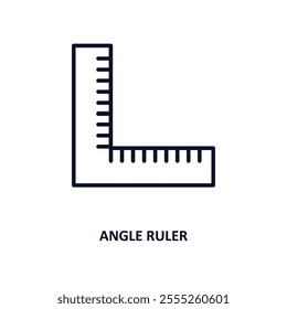 angle ruler outline icon.  Thin line icon from construction collection. Editable vector isolated on white background