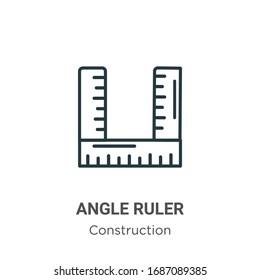 Angle ruler outline vector icon. Thin line black angle ruler icon, flat vector simple element illustration from editable construction concept isolated stroke on white background