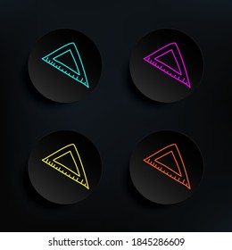 Dibujo de la regla de ángulos símbolo de conjunto de colores de la placa oscura. Línea delgada simple, contorno vectorial de iconos educativos para ui y ux, sitio web o aplicación móvil