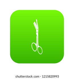 Angle scissors icon green vector isolated on white background