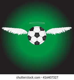 Angle soccer ball in green fields color background,vector illustration. 