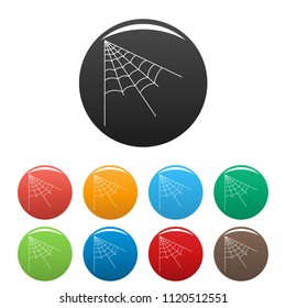 Angle spiderweb icon. Outline illustration of angle spiderweb vector icons set color isolated on white