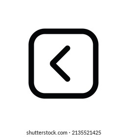Angle square left icon vector. Left arrow sign