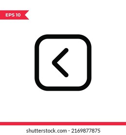 Angle square left icon vector. Left arrow sign