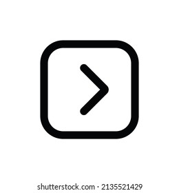 Angle square right icon vector. Right arrow sign