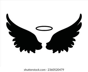 Angle wings silhouette vector art white background
