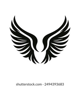 angle wings silhouette vector art , white background