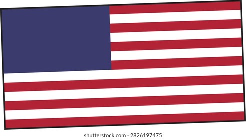 Angled American flag design featuring blue corner with red and white horizontal stripes for dynamic patriotic digital projects.