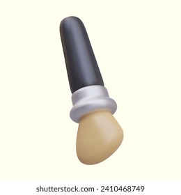Anglerpinsel für Kontur-Make-up. Werkzeug zum Mischen von tonalen Kosmetika. 3D-Vektorgrafik. Vorlage für Website, speichern Sie Anwendung. Element für Werbe-Schminkkünstlerkurse